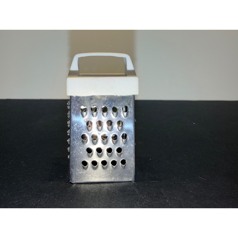 Mini Stainless Steel 4-Sided Box Grater with White Handle 2.5 Inch Small Kitchen